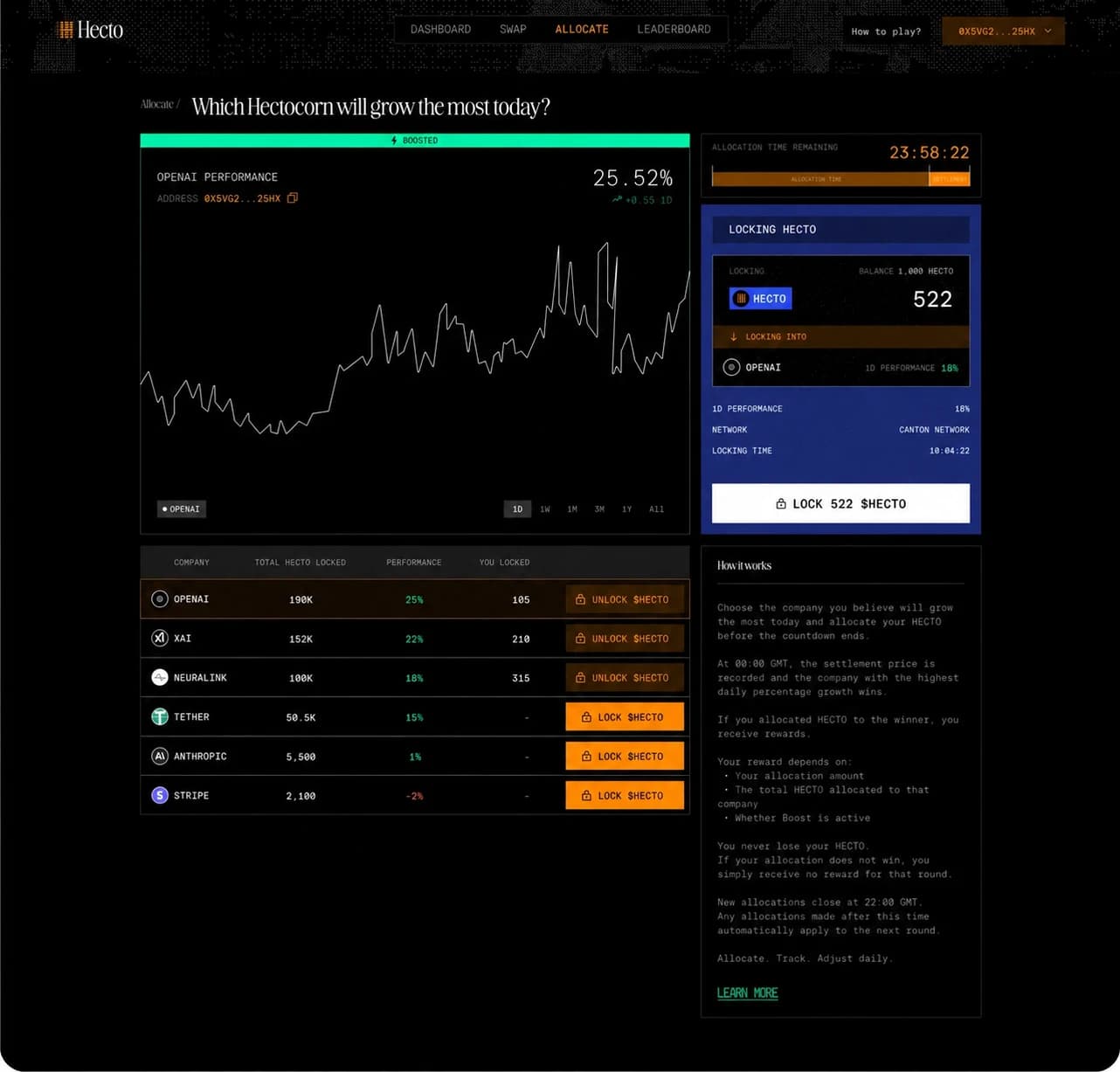 Hecto Predictions app interface
